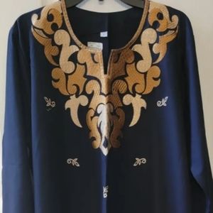 BLUE KAFTAN WITH GOLD EMBROIDERY  SIZE LARGE